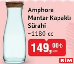 AMPHORA MANTAR KAPAKLI SÜRAHİ 1180 CC